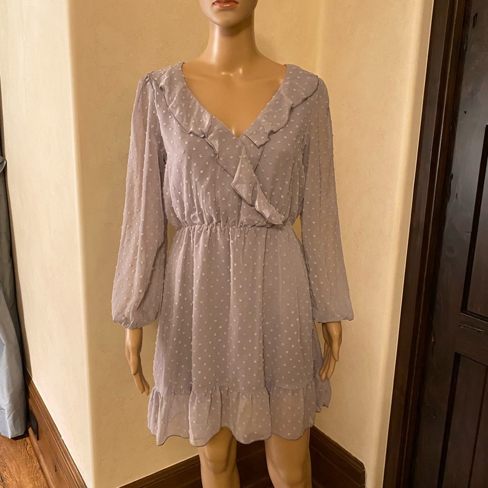 NWT Sucrefas cloud grey Swiss dot dress, size S